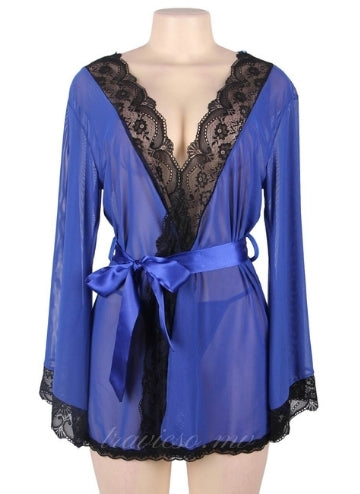 Blue Lace Splicing Robe