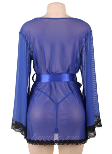 Blue Lace Splicing Robe