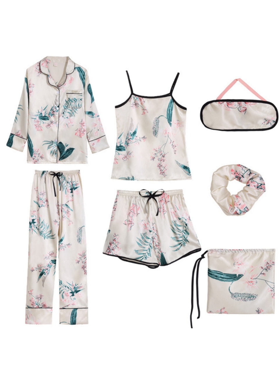 7 piece Floral Print Pajama Set traviesomv