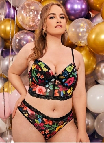 Floral Push Up Lingerie Set