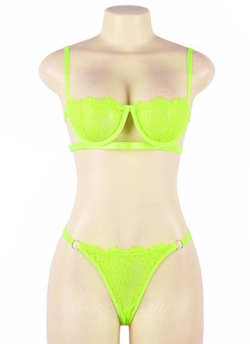 Neon Lace Bra Set