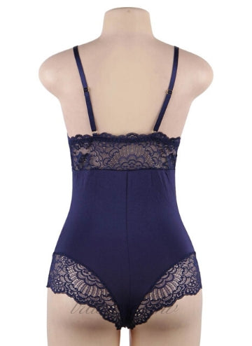 Charming Dark Blue Lace Sexy Teddy