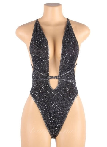 Deep V Sexy Diamond Backless Teddy