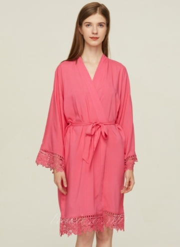 Dust Pink Cotton Lace Robe