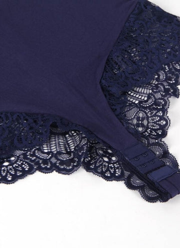 Charming Dark Blue Lace Sexy Teddy