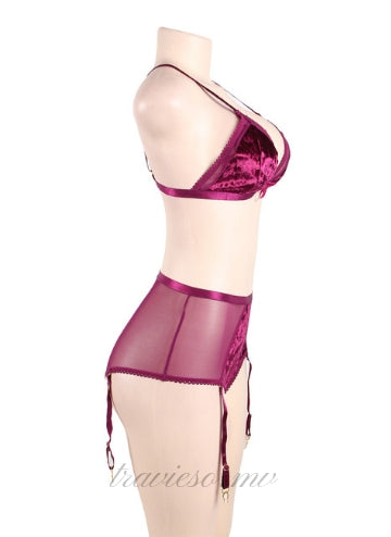 Soft Velvet With A Sheer Mesh Garter