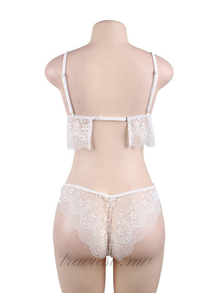 White Lace Temptation 2pcs Bralette Lingerie Set