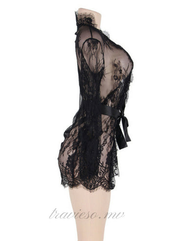 Eyelash Lace Sleepwear Gown