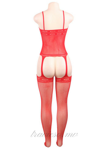 Heart Cut Out Suspender Bodystocking