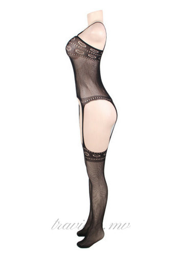 Heart Cut Out Suspender Bodystocking