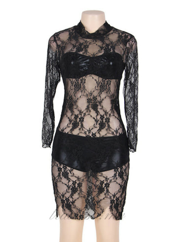 Lace Long Sleeve Lingerie Set