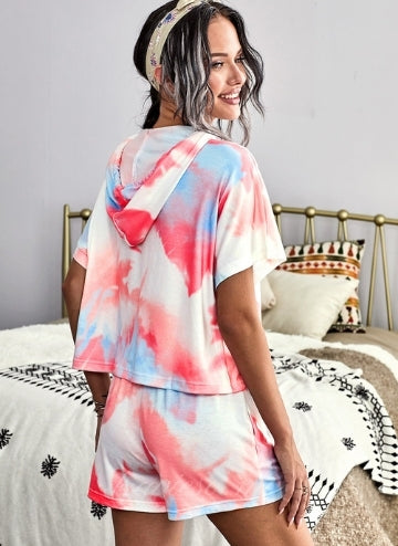 Blue Pink Tie Dye Lounge Two-Piece Set