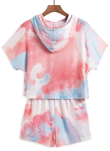 Blue Pink Tie Dye Lounge Two-Piece Set