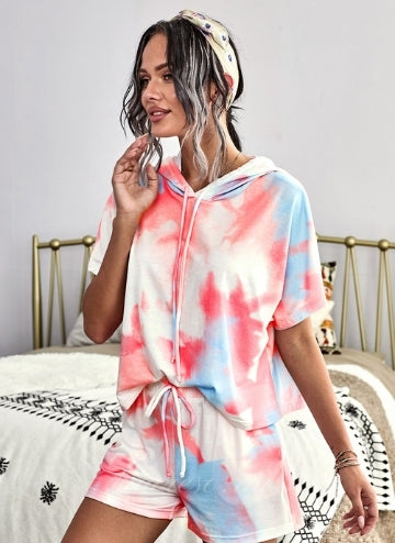 Blue Pink Tie Dye Lounge Two-Piece Set